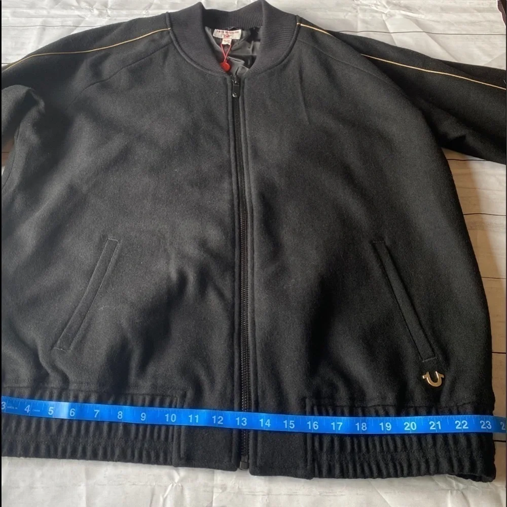 True Religion Black Varsity Jacket Size XXL